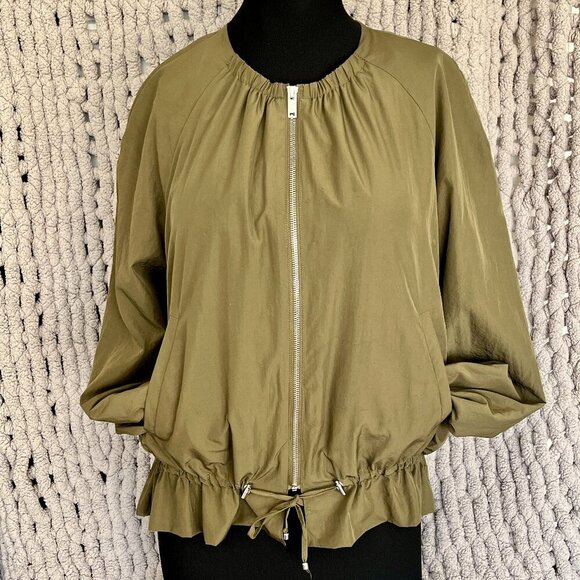 Zara Olive Green Cinched Jacket Size Medium - Picture 2 of 13